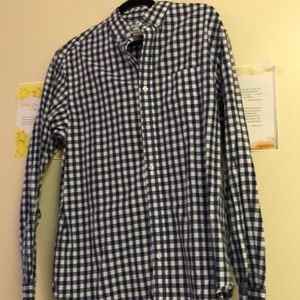 Blue checker print with white